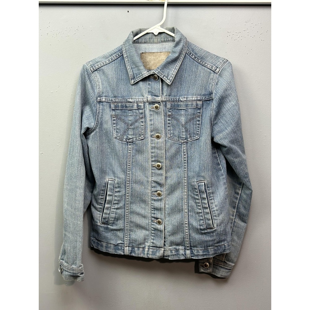 Duck Head Denim Jacket Womens Small Light Wash Blue Stretch Jean Trucker Button